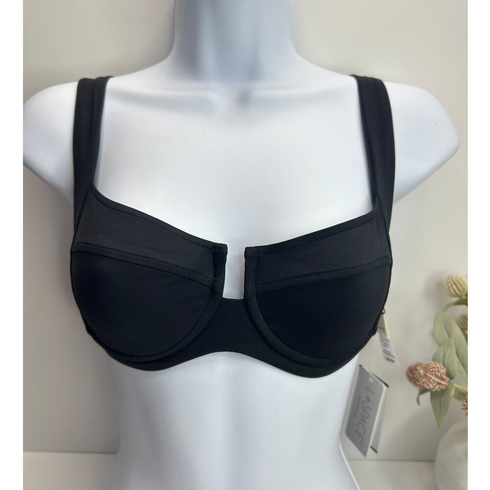 L*Space Camellia Underwire Swim Bikini Top Black Women XS NWT